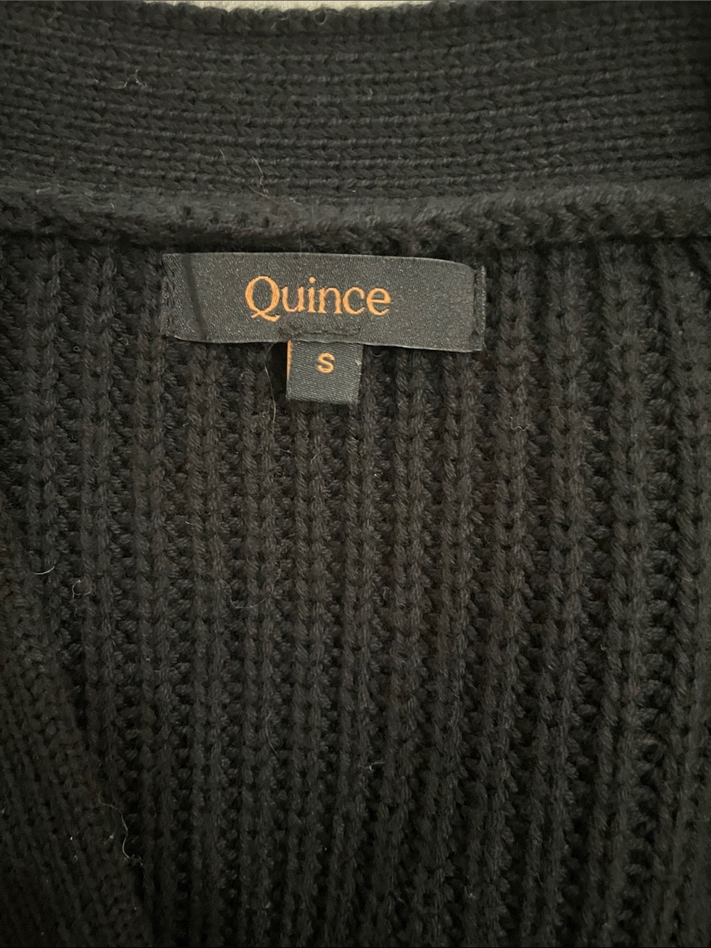 Quince Fisherman Boxy Cropped Cardigan Women's Small Black 100% Organic Cotton - Picture 2 of 14